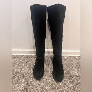 Black suede riding boots